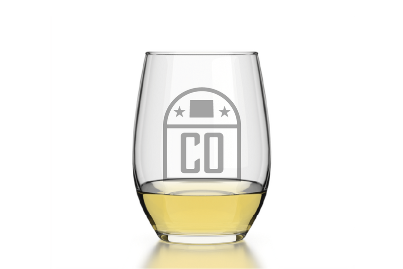 Colorado State Emblem Stemless Wine Glass