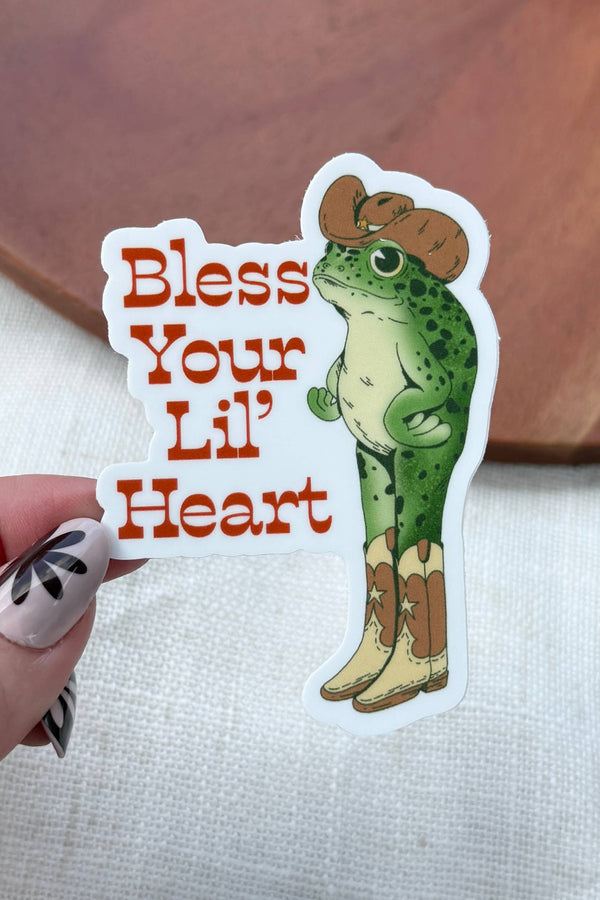 Bless Your Lil' Heart Cowboy Frog Sticker