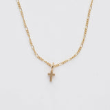 24K Gold Dainty Cross Pendant Necklace