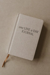 Tan One Line A Day Fabric Journal