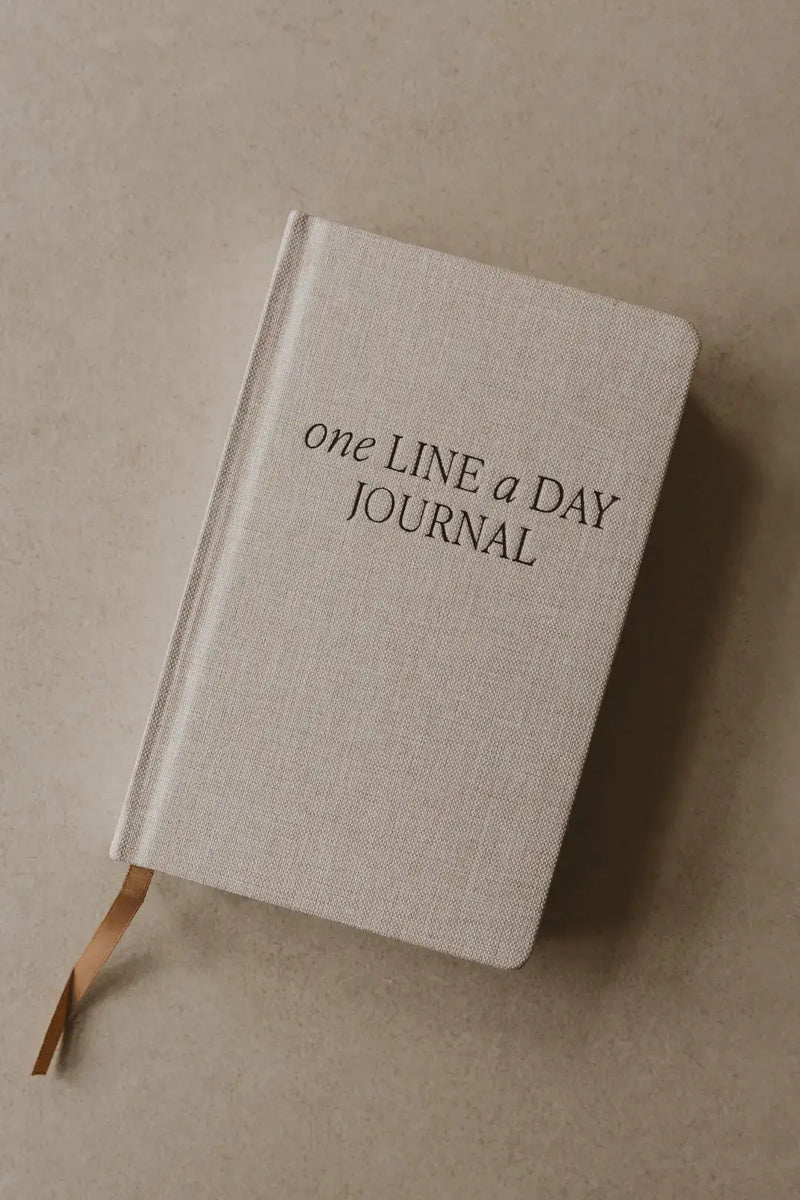 Tan One Line A Day Fabric Journal