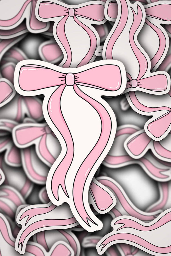 Long Pink Bow Sticker