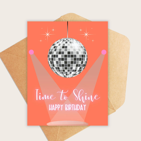 Disco Ball Time to Shine Birthday Card