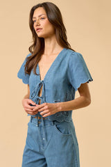 Molly Denim Tie Top