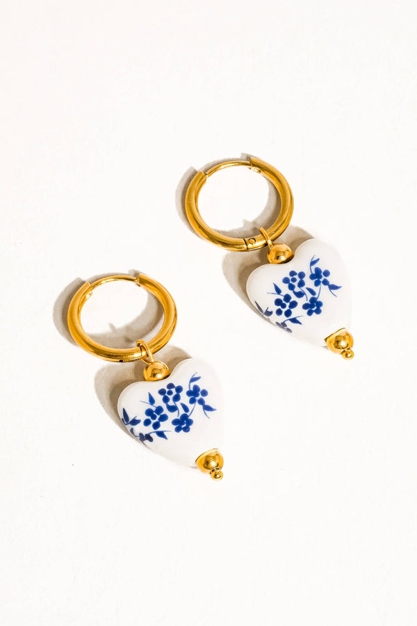 Ceramic Floral Heart Earring