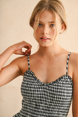 Gingham Print Long Dress
