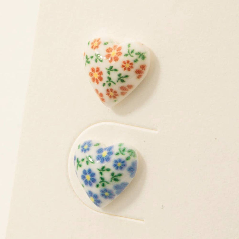 Floral Acrylic Heart Stud Earrings Set