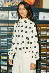 Polka Dot Half-Zip Sweatshirt