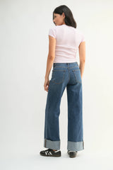 Cuffed Wide Ankle Jeans