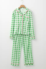 Plaid Print Shirt and Pants Pajama Set