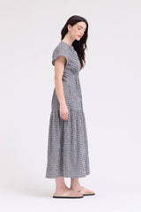 Ruffle Gingham Midi Dress