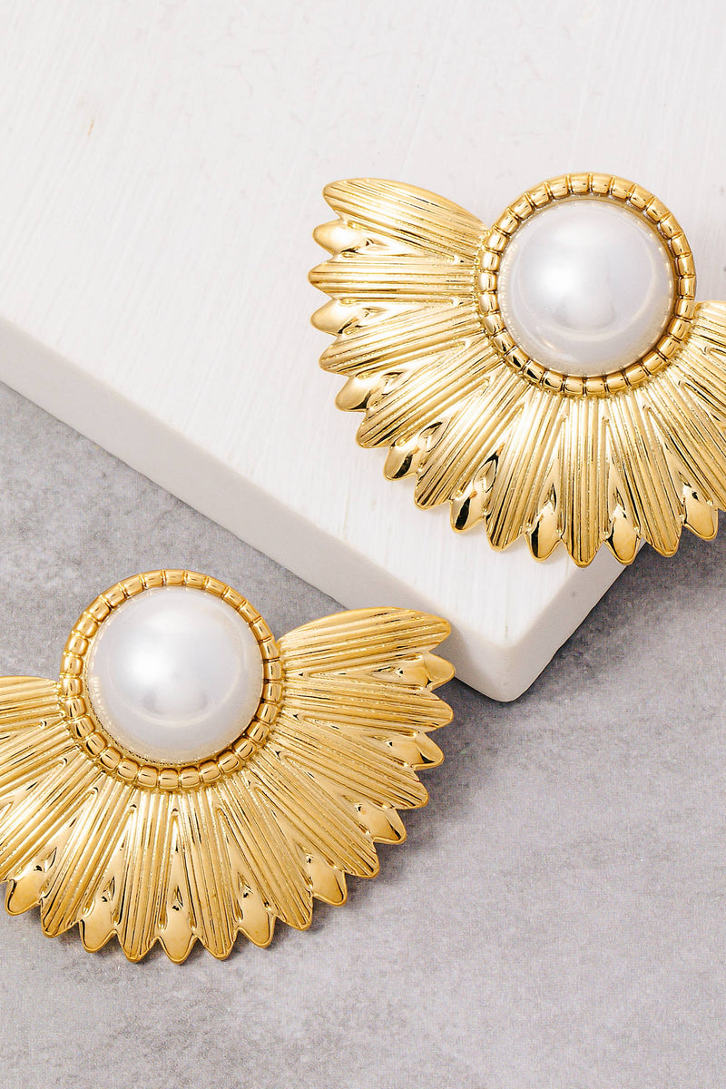 Pearl Half Flower Earrings