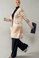 Aztec Print Open Cardigan