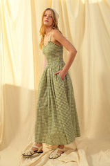 Gingham Print Long Dress