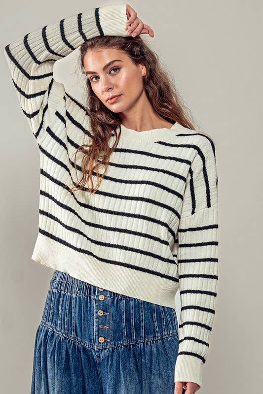 Essential Striped Ribbed Knit Sweater