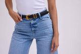 Leather Belt with Metal Strap Holders