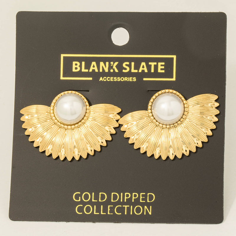 Pearl Half Flower Earrings