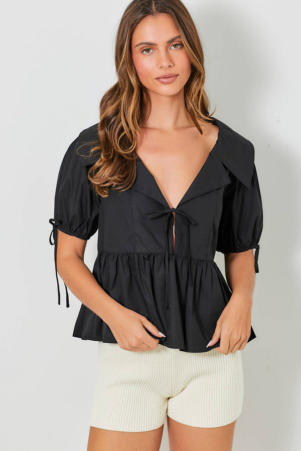 Short Puff Sleeve Blouse