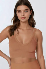 Ribbed V-Neck Bra