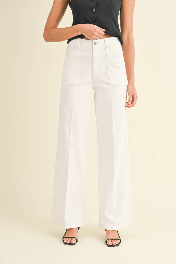 Patch Pocket Wide Leg Flare