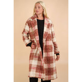 Oversized Plaid Soft Fuzzy Button Down Long Coat