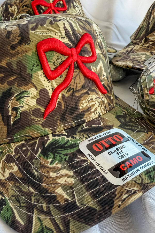 Red Bow Camo Trucker Hat