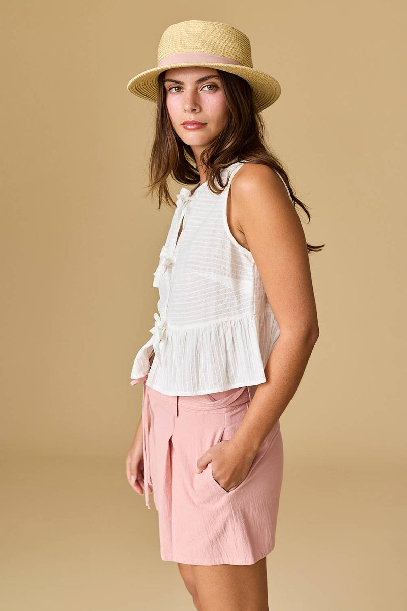 River Sleeveless Triple Bow Tie Top