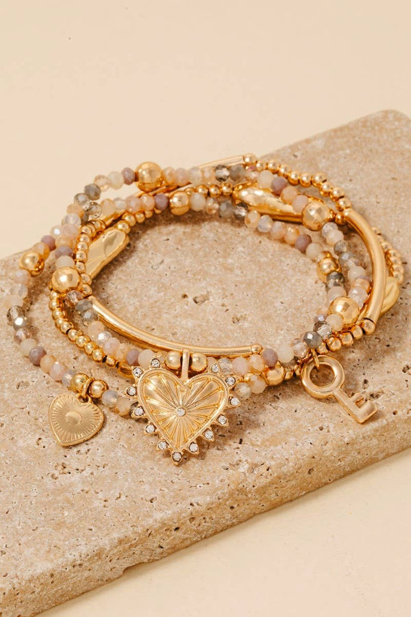 Heart And Key Charm Bracelet