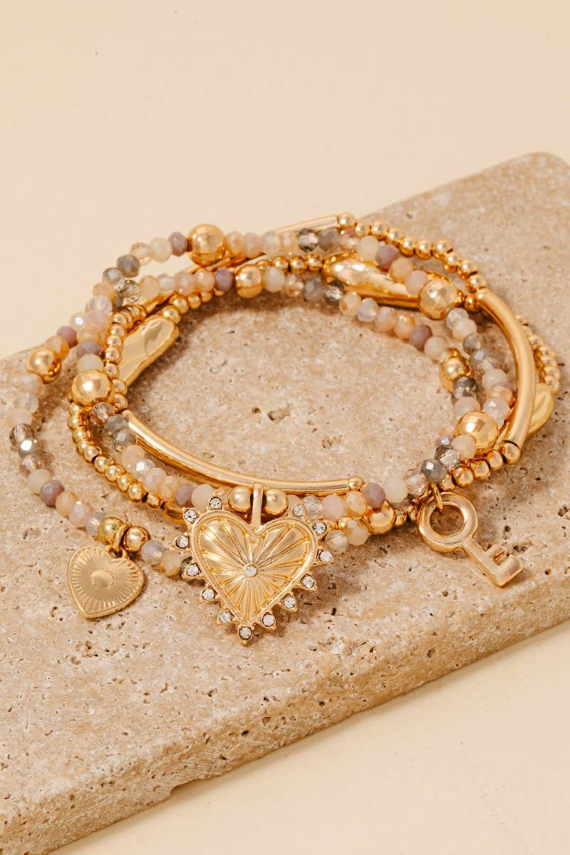 Heart And Key Charm Bracelet