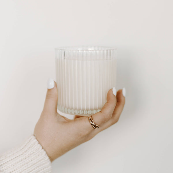 Clear Ribbed 12 oz Soy Candle