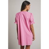 Pleated Button-Up Mini Dress