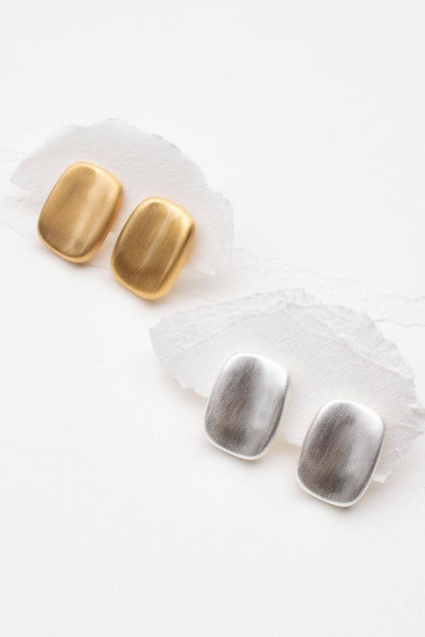 Matte Brushed Metal Stud Earrings