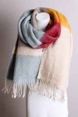 Winter Color Block Faux Mohair Scarf