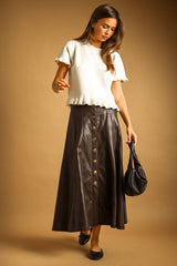 Ruffle Hem Short Sleeve Sweater
