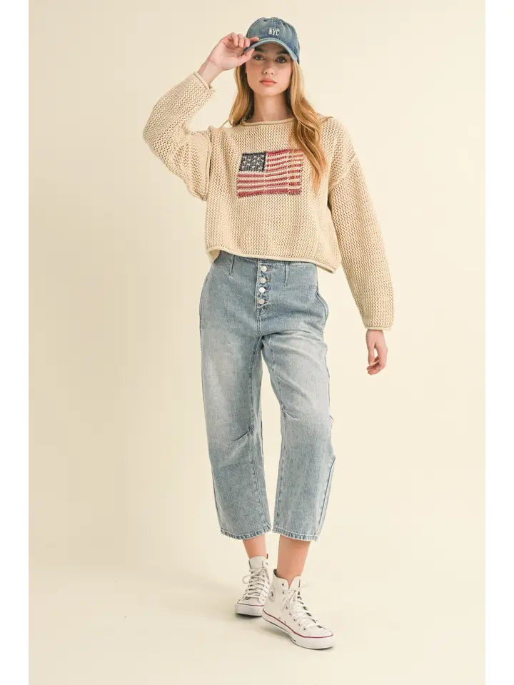 Flag Knitted Sweater Top