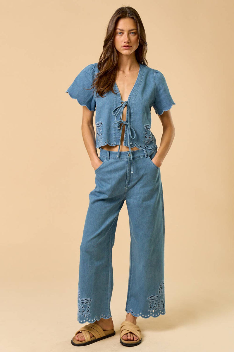 Molly Denim Tie Top