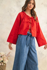 Linen Blen Tie Front Cardigan