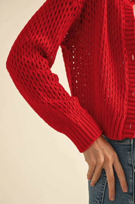 Crochet Knitted Buttondown Cardigan 2 Colors!