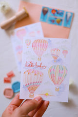 Hello Baby Hot Air Balloons Card