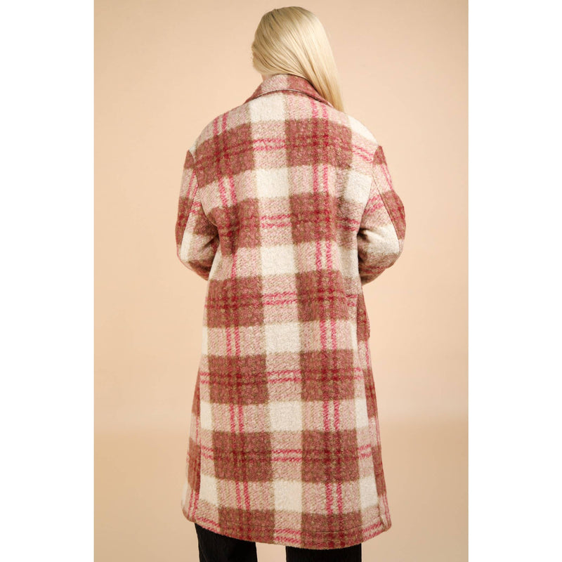 Oversized Plaid Soft Fuzzy Button Down Long Coat