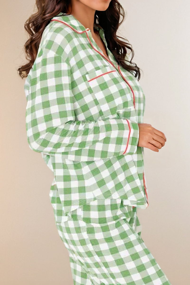 Christmas Plaid Print Shirt and Pants Pajama Set