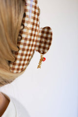 KAXI Brown Gingham Tomato Charm Claw Clip