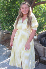 Gingham Puff Sleeve Dress