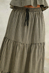 Gingham Pattern Tiered Skirt