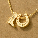 Cowboy Boots & Horse Shoe Charm Necklace