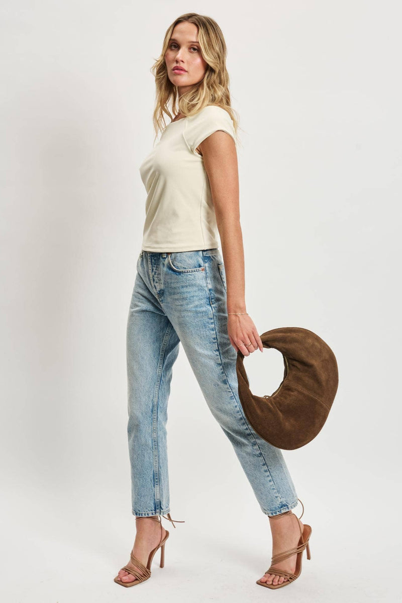 Farrah Suede Leather Hobo Purse