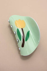 Round Floral Claw Clip