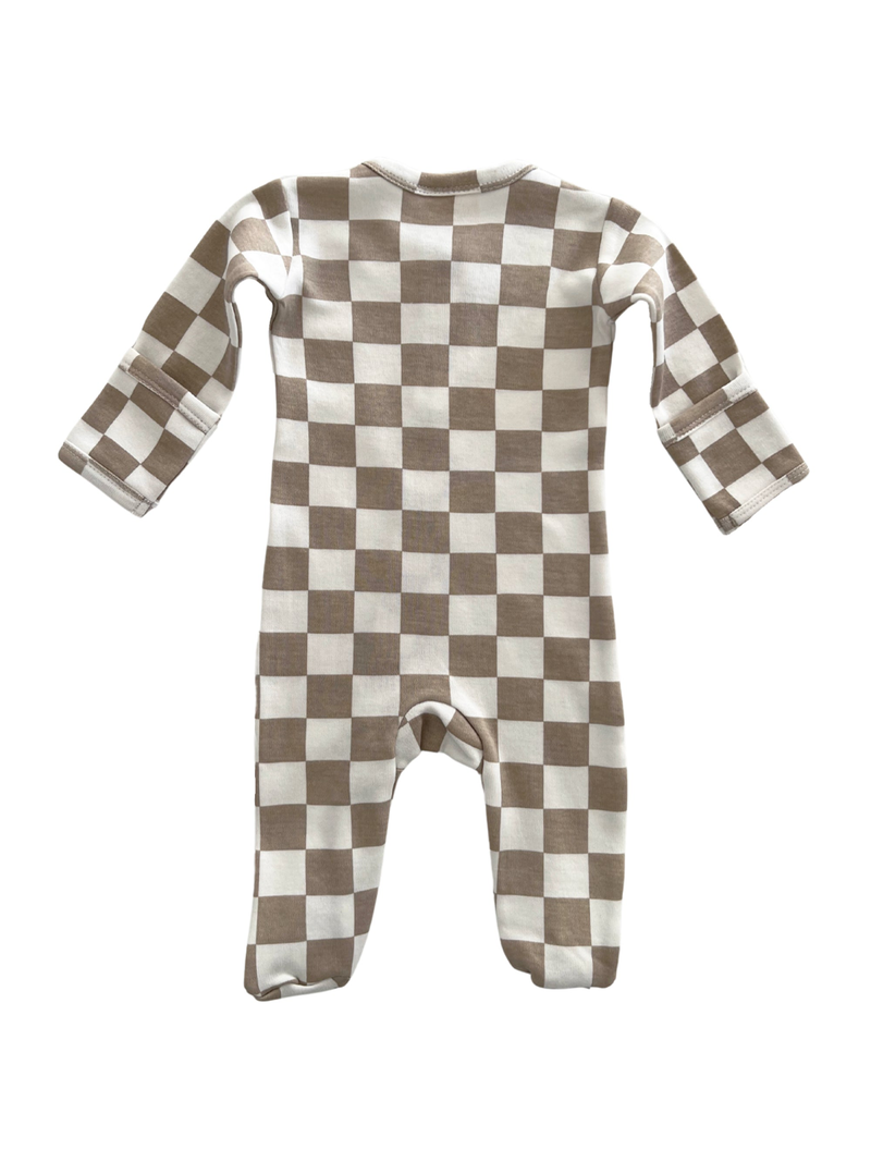 Tiramisu Checkerboard Zip Footie