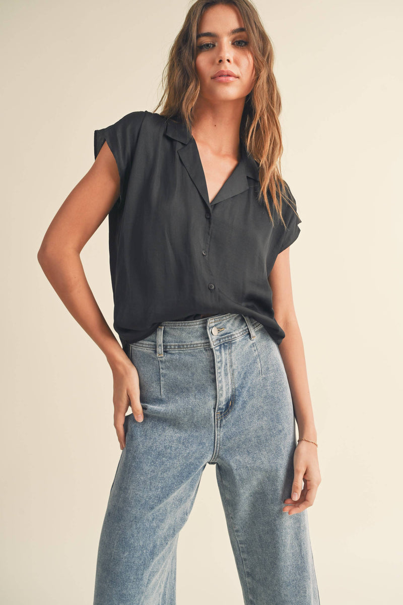 Birdie Black Cap Sleeve Top