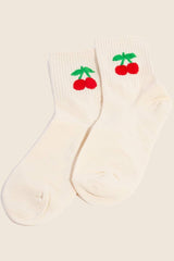 Cherry Embroidered Socks
